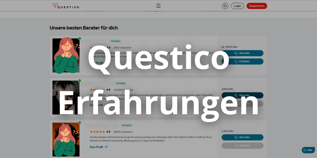 Questico Erfahrungen auf der Homepage